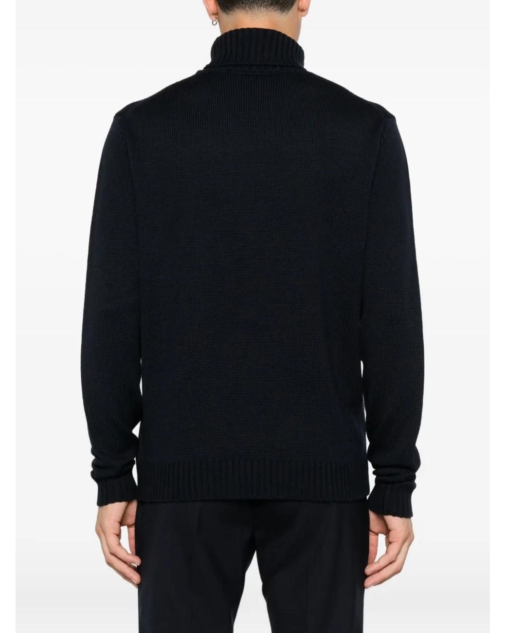 Jersey De Lana Con Cuello Alto Zanone de hombre de color Black