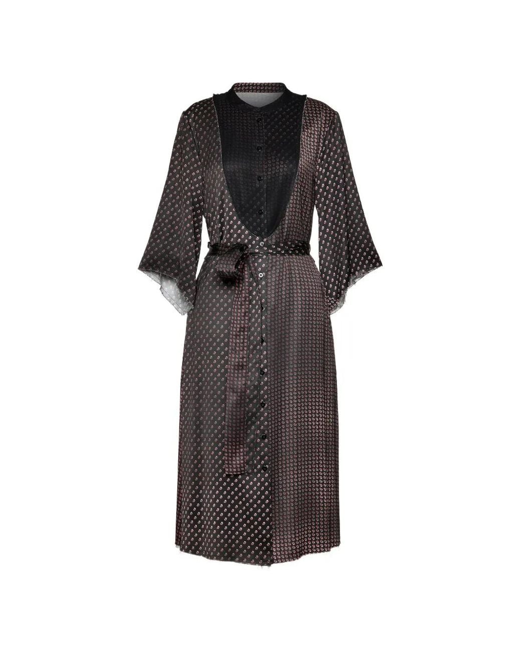 Maison Margiela Black Robe Mi-Longue À Taille Ceinturée