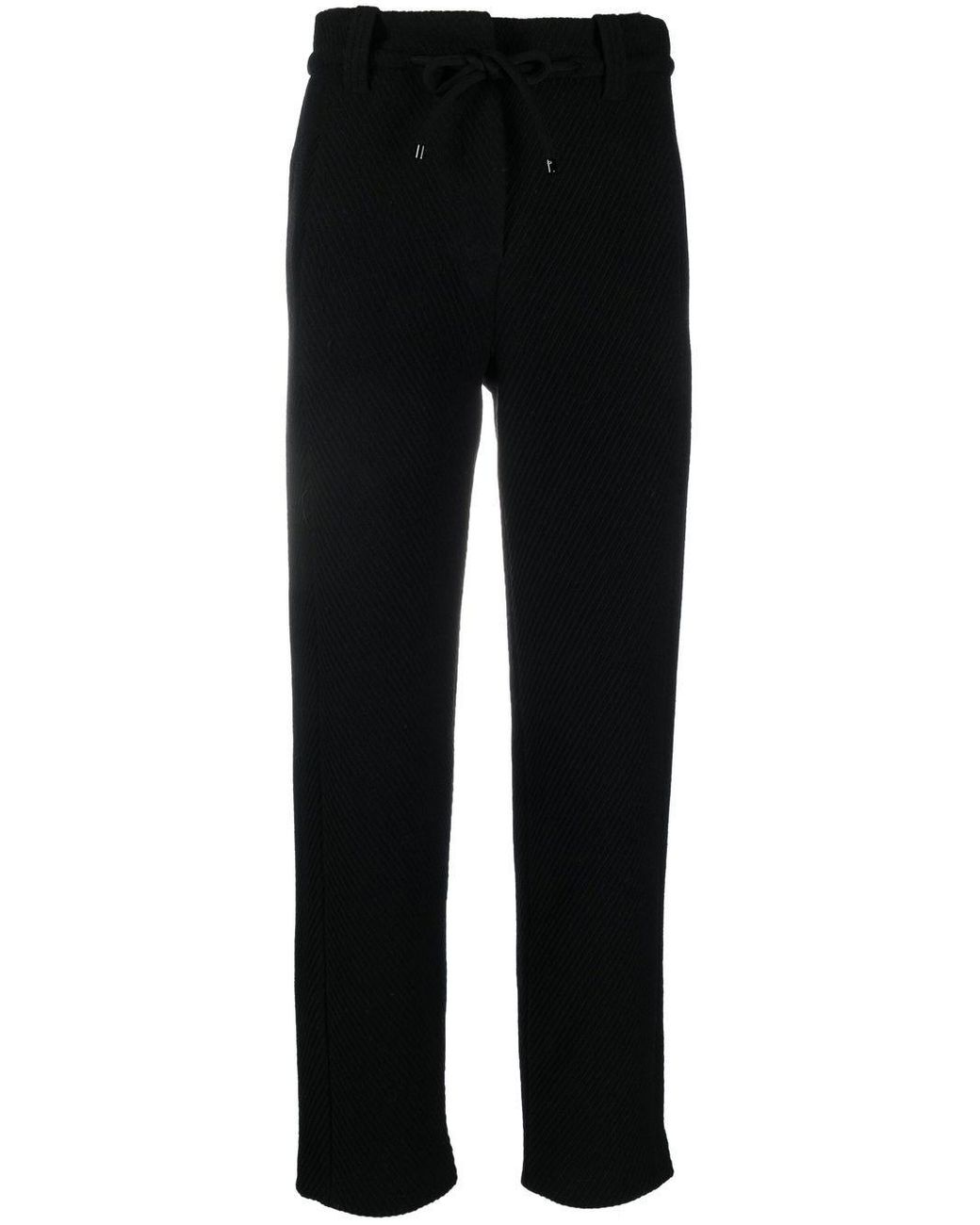 Giorgio Armani Drawstring Straight Trousers in Black | Lyst