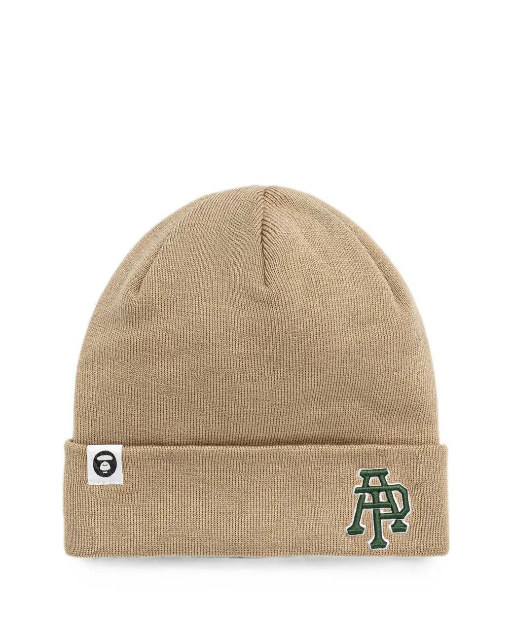 Aape By A Bathing Ape Natural Logo-Embroidered Beanie Hat for men