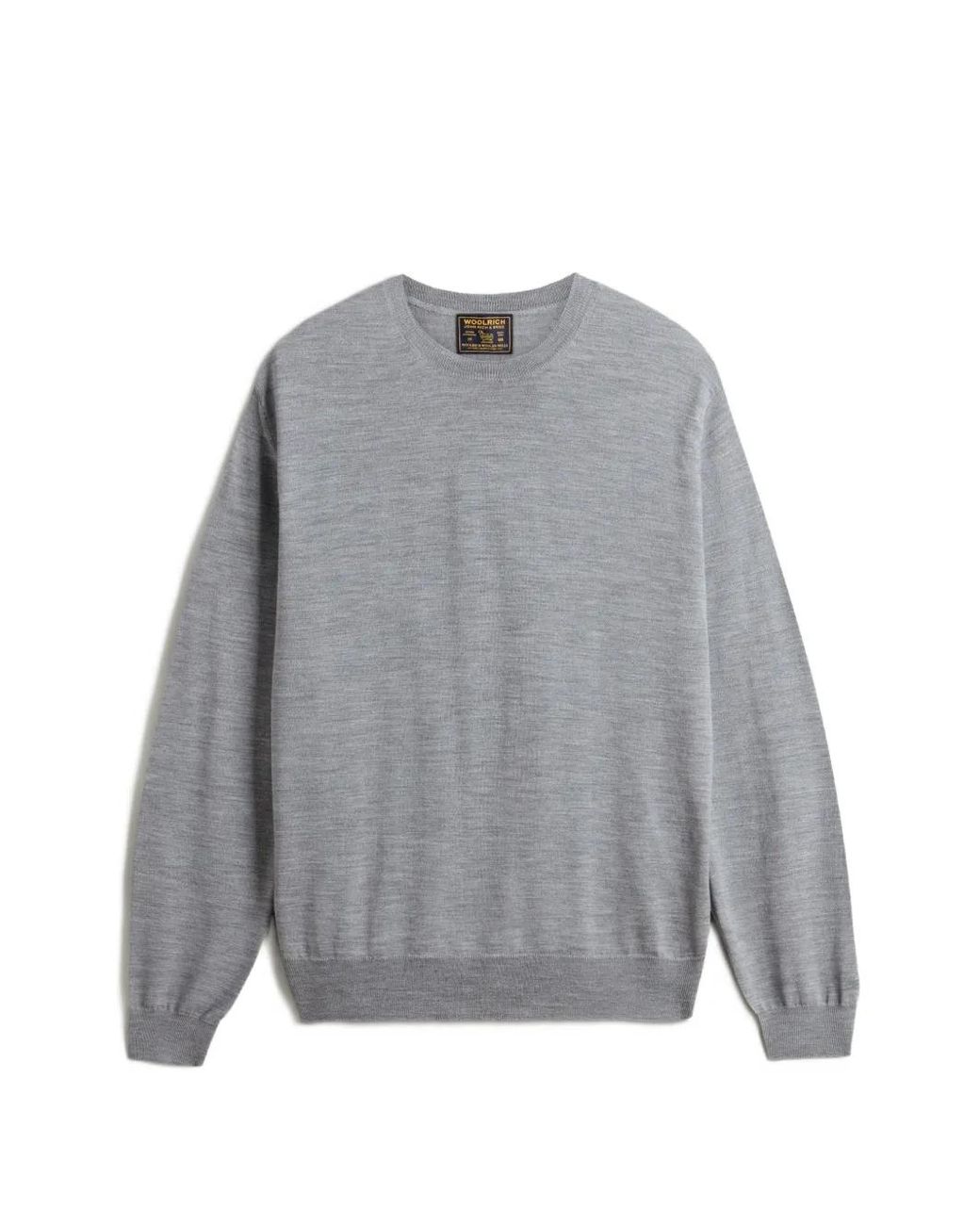 Woolrich Gray Crew-Neck Wool Jumper for men