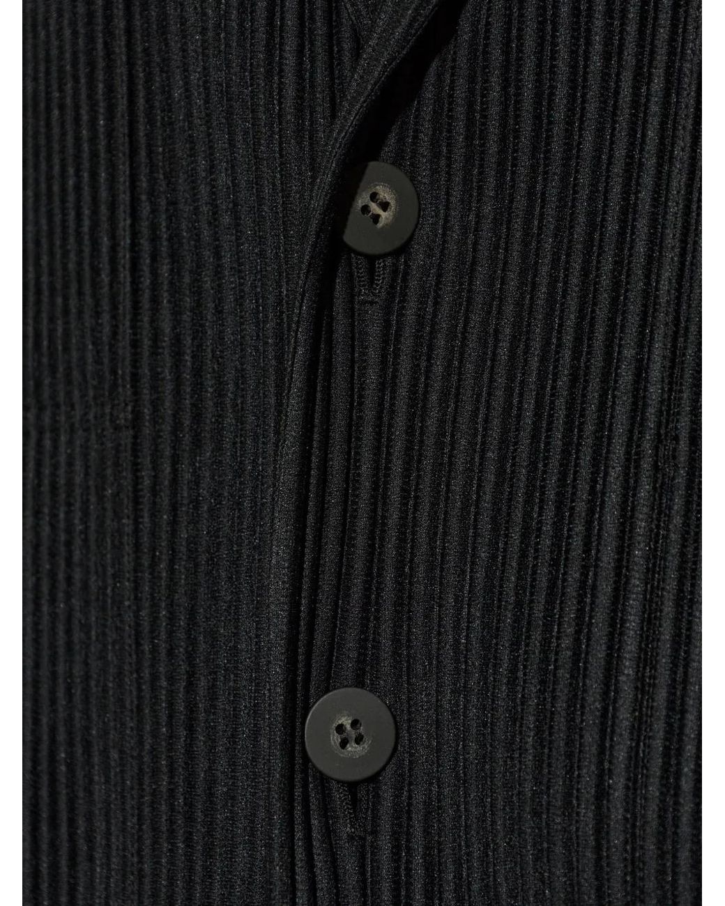 Homme Plissé Issey Miyake Black Plissé-Effect Notched-Lapel Jacket for men