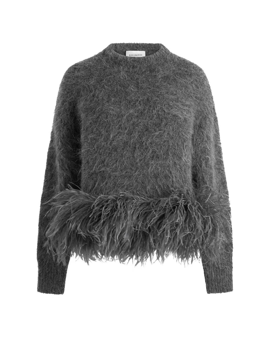 16Arlington Gray Dovico Feather-Trim Sweater