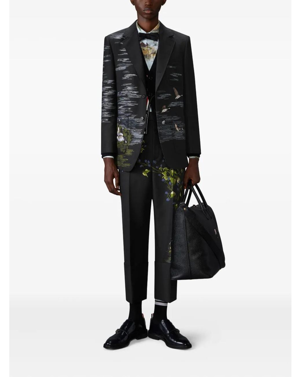 Thom Browne Black Embroidered Blazer for men