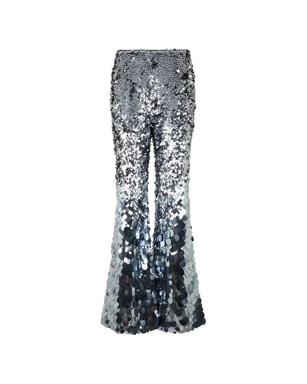 Alberta Ferretti Blue Sequin-Embellished Flared Trousers