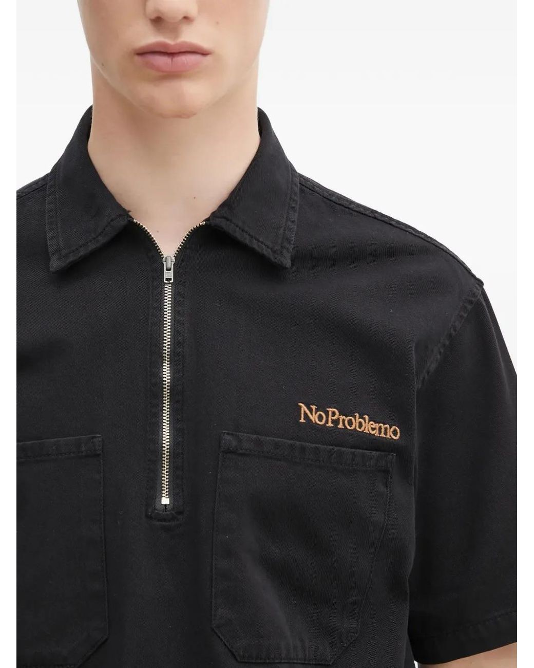 Aries Black Logo-Embroidered Polo Shirt for men