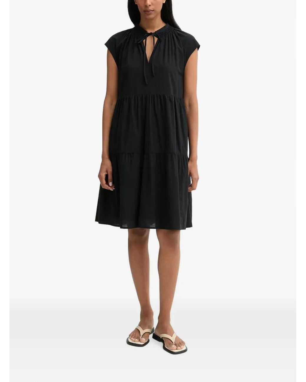 Marc O' Polo Black Tiered Short-Sleeved Mini Dress