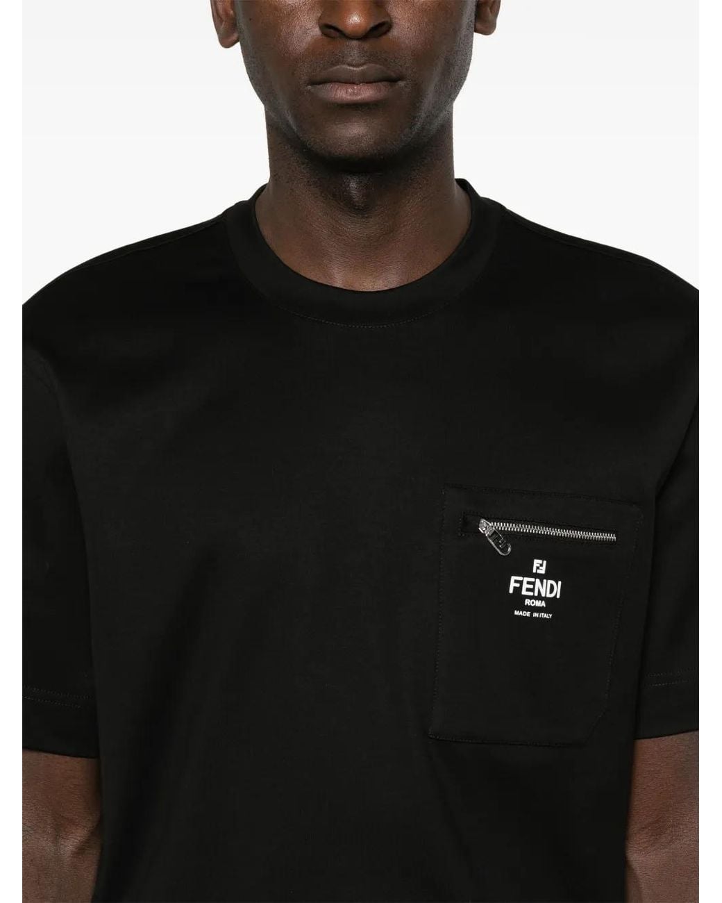 Fendi Black Roma' Print T-Shirt for men