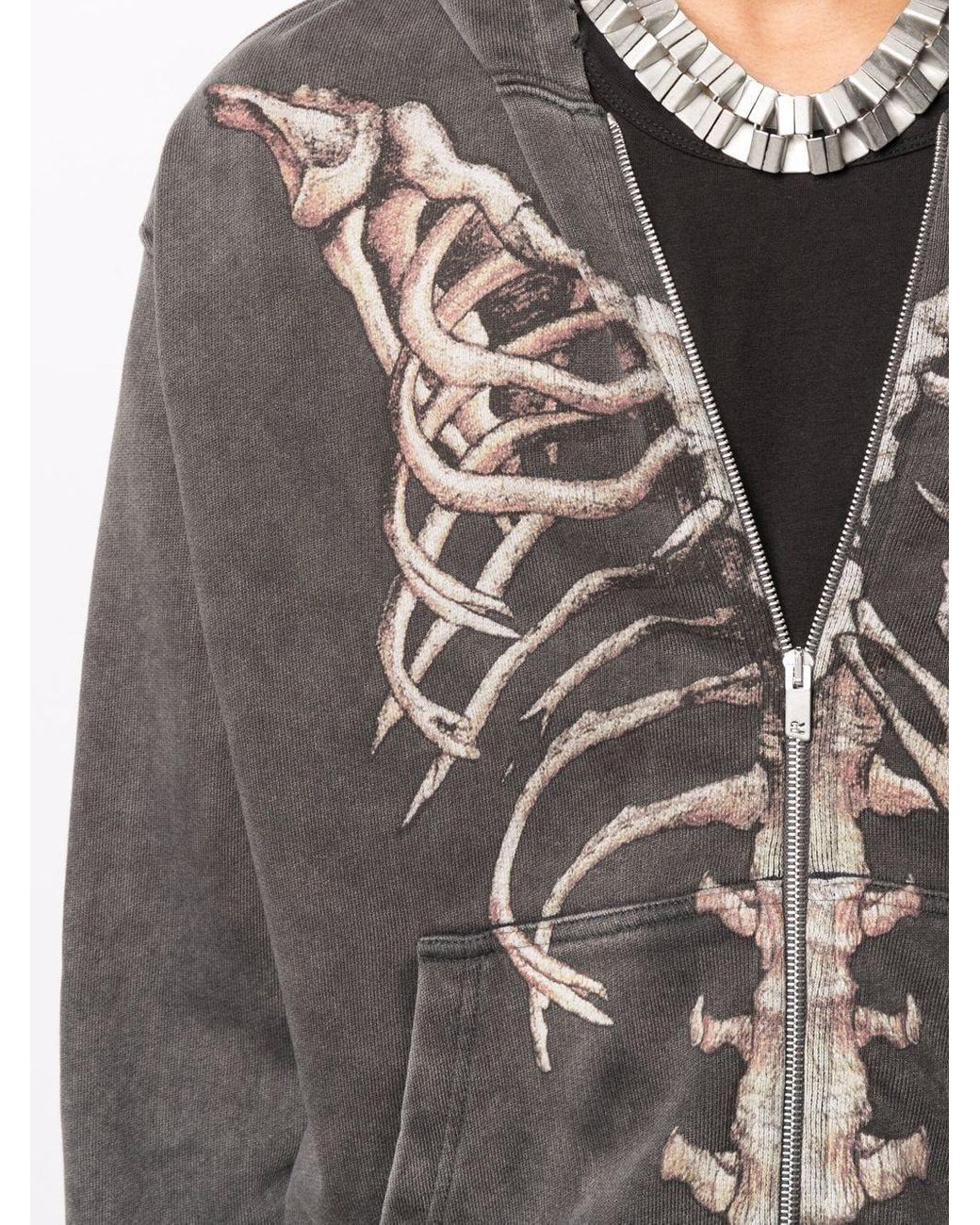 Represent Skeleton-print Zip-up Hoodie in Gray for Men | Lyst