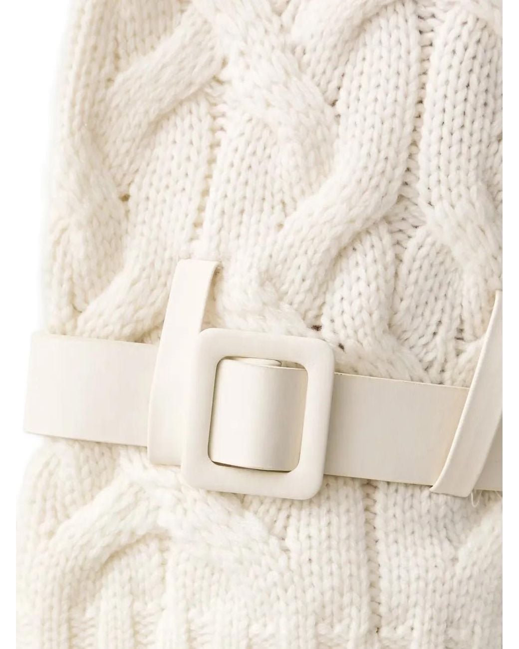 Fracomina Natural Cable-Knit Buckled-Cuff Cardigan