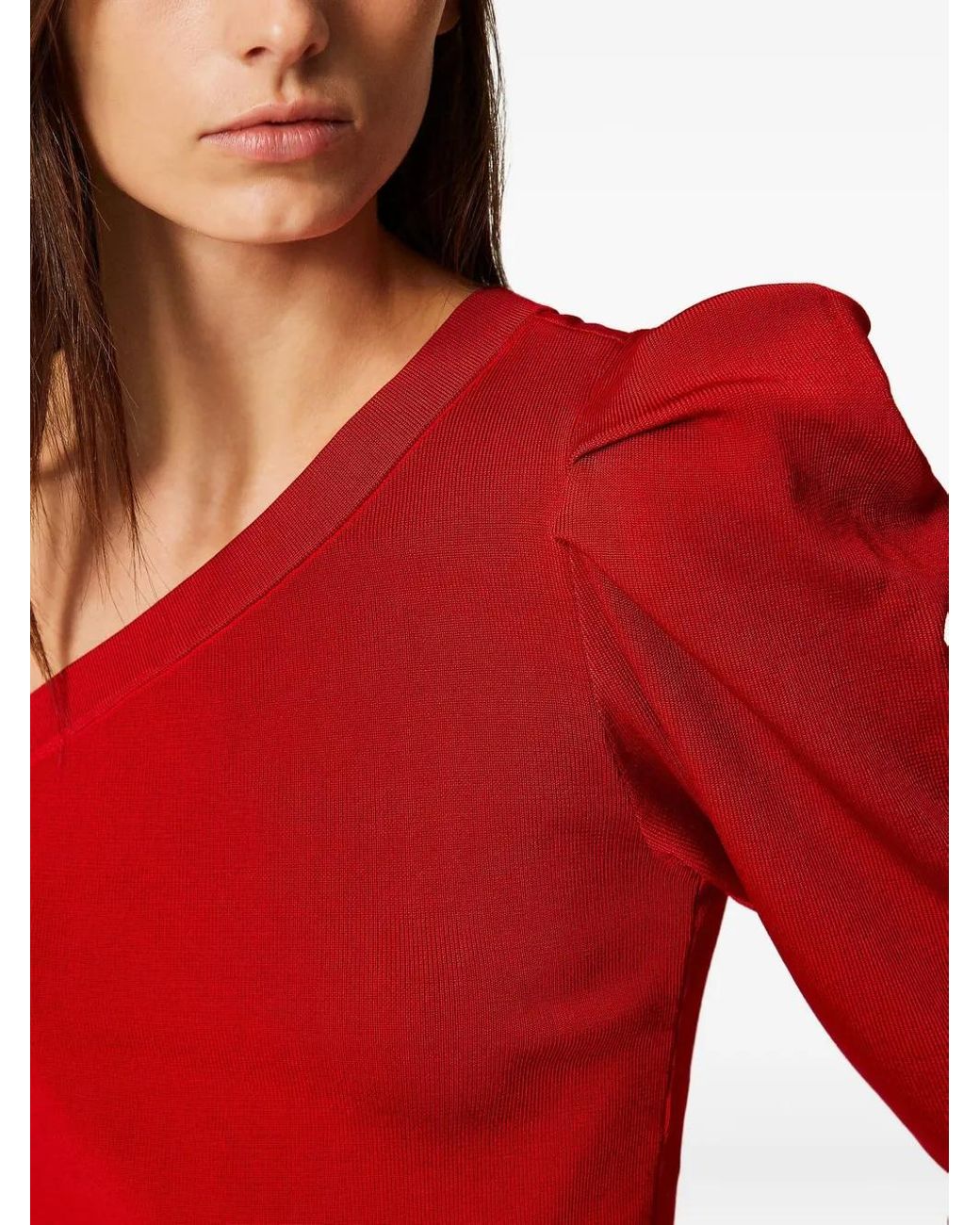 Twinset Red One-Shoulder Draped Top