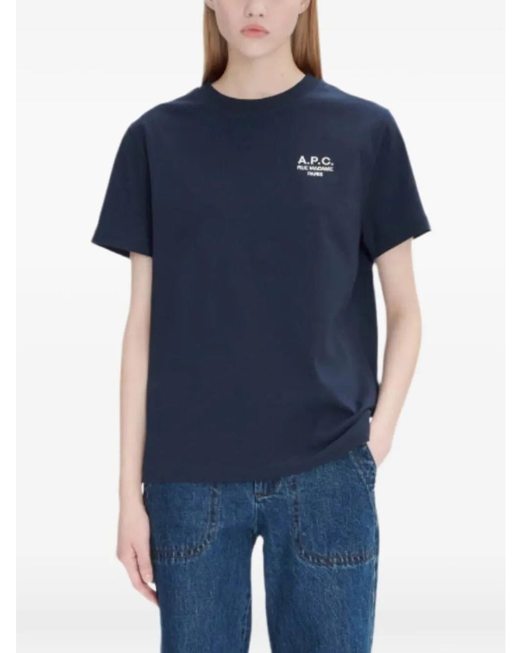 A.P.C. Blue Rue Madame Embroidered T-Shirt