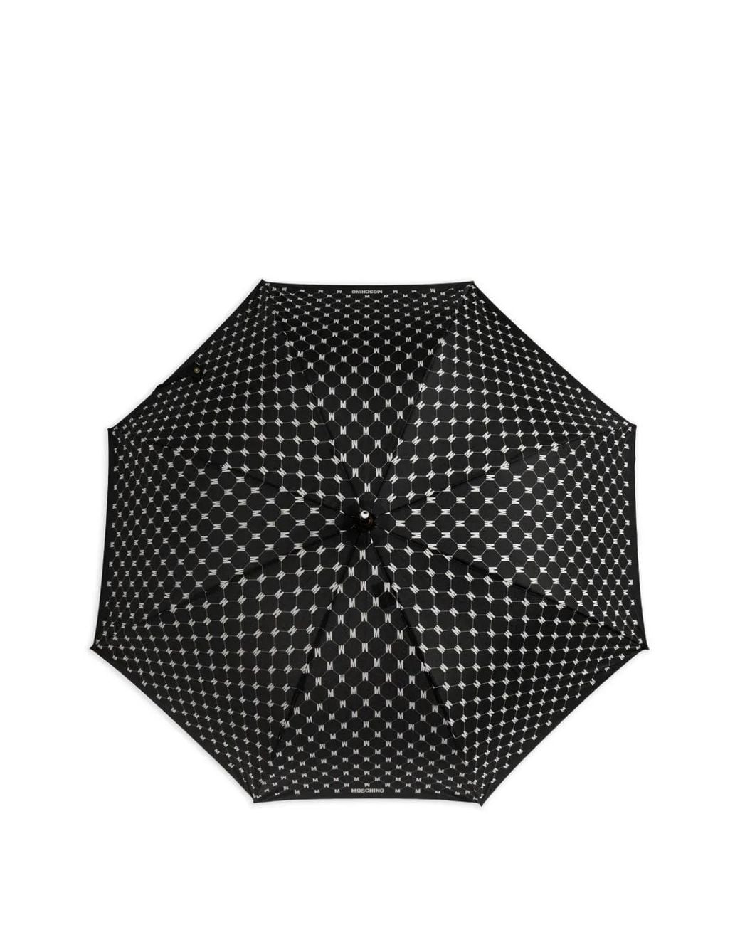 Moschino Black Monogram-Print Umbrella