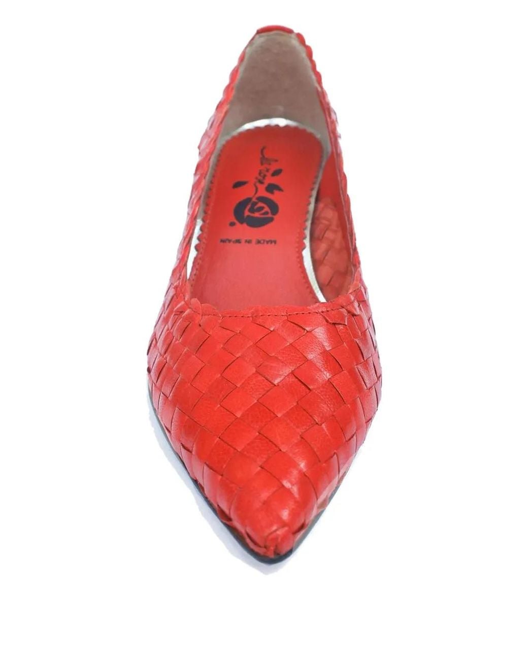LA ROSE Red Carol Woven Pumps
