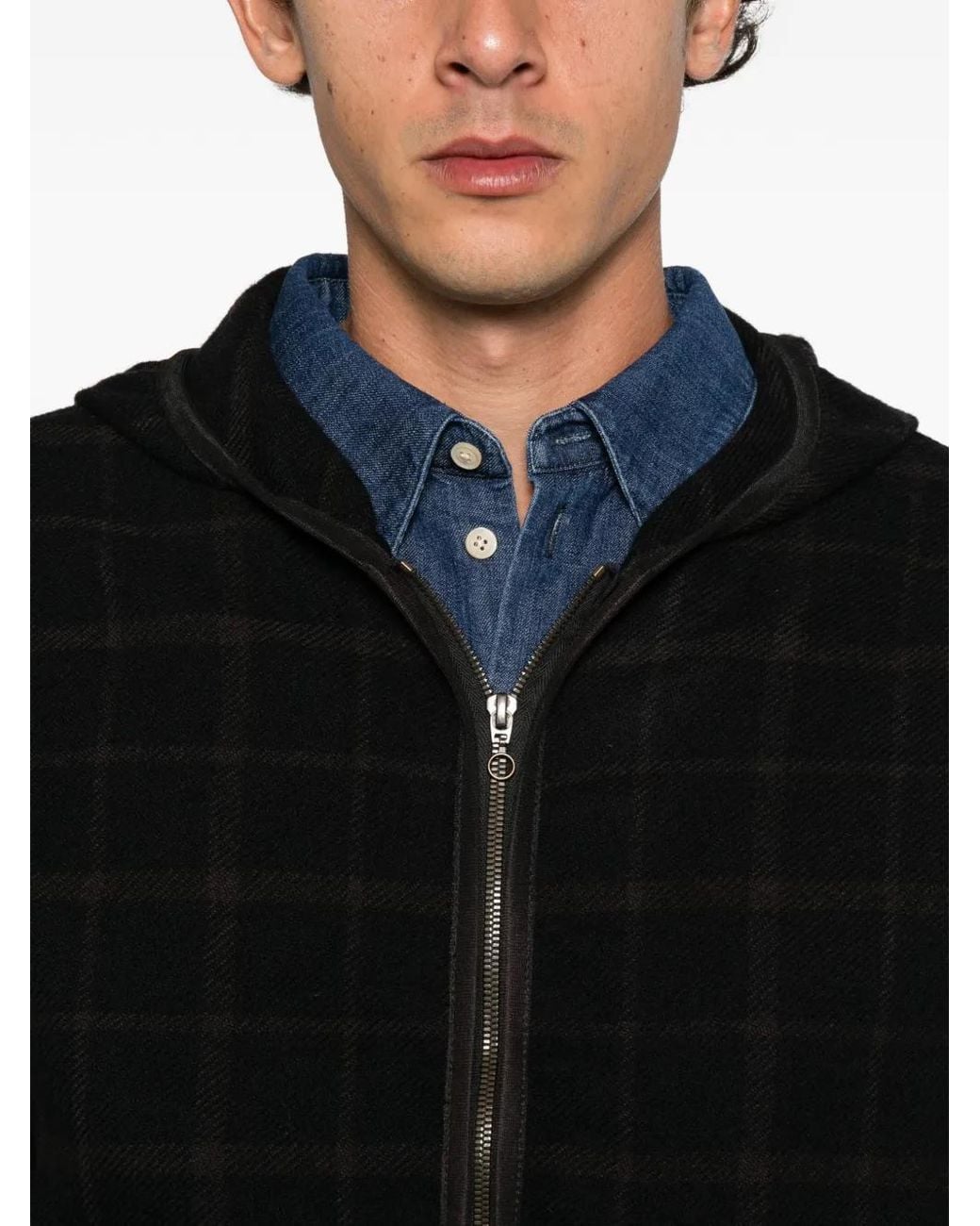 A Kind Of Guise Black Erro Check-Pattern Hoodie for men