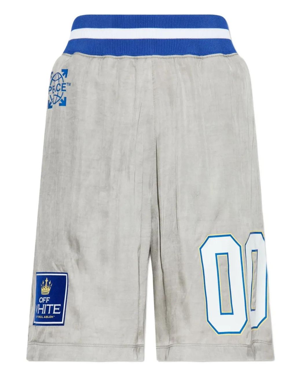 Off-White c/o Virgil Abloh Blue Dyed Vi Sat 00 Logo-Patch Loose Shorts