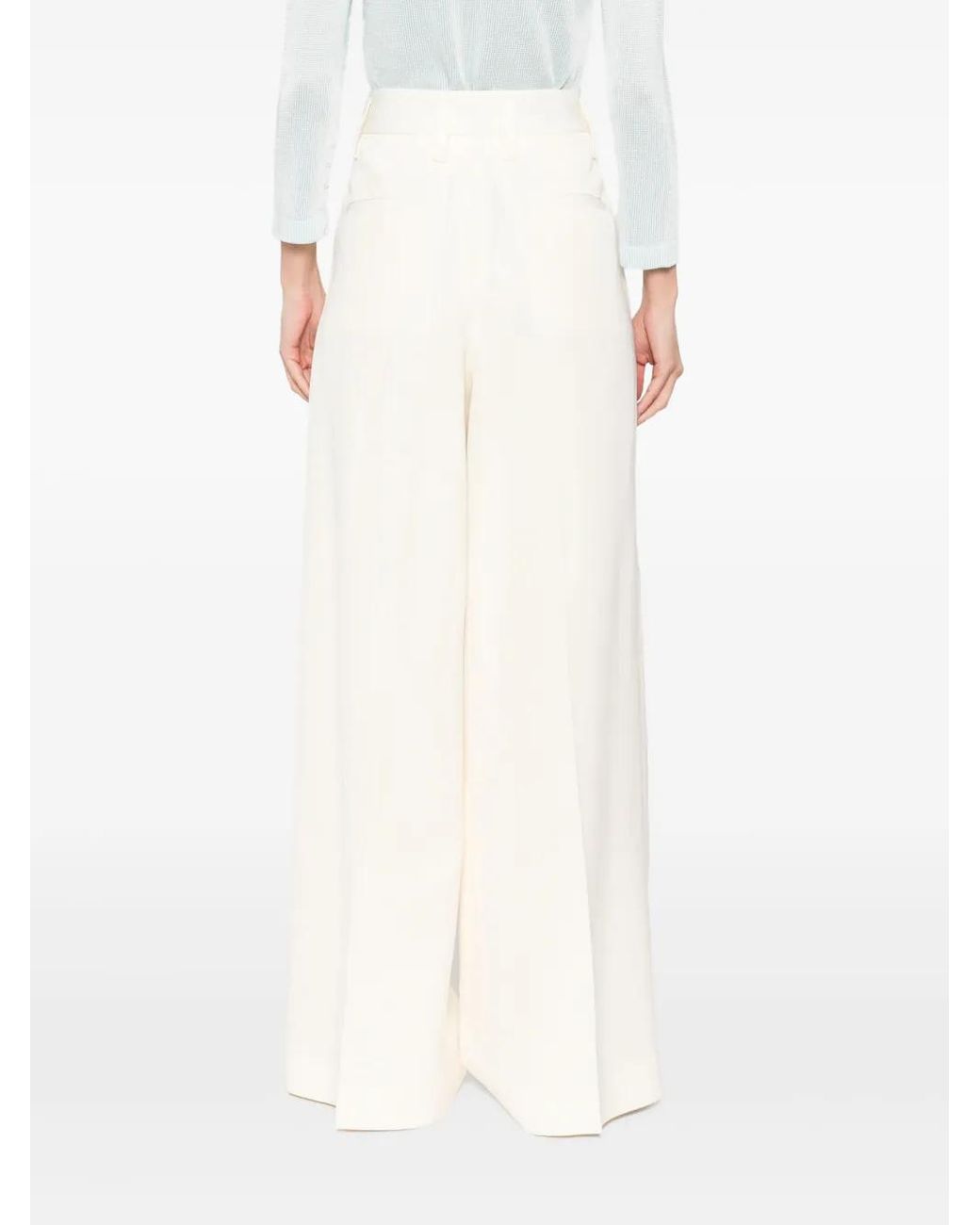 Jil Sander White Pleat-Detailed Trousers