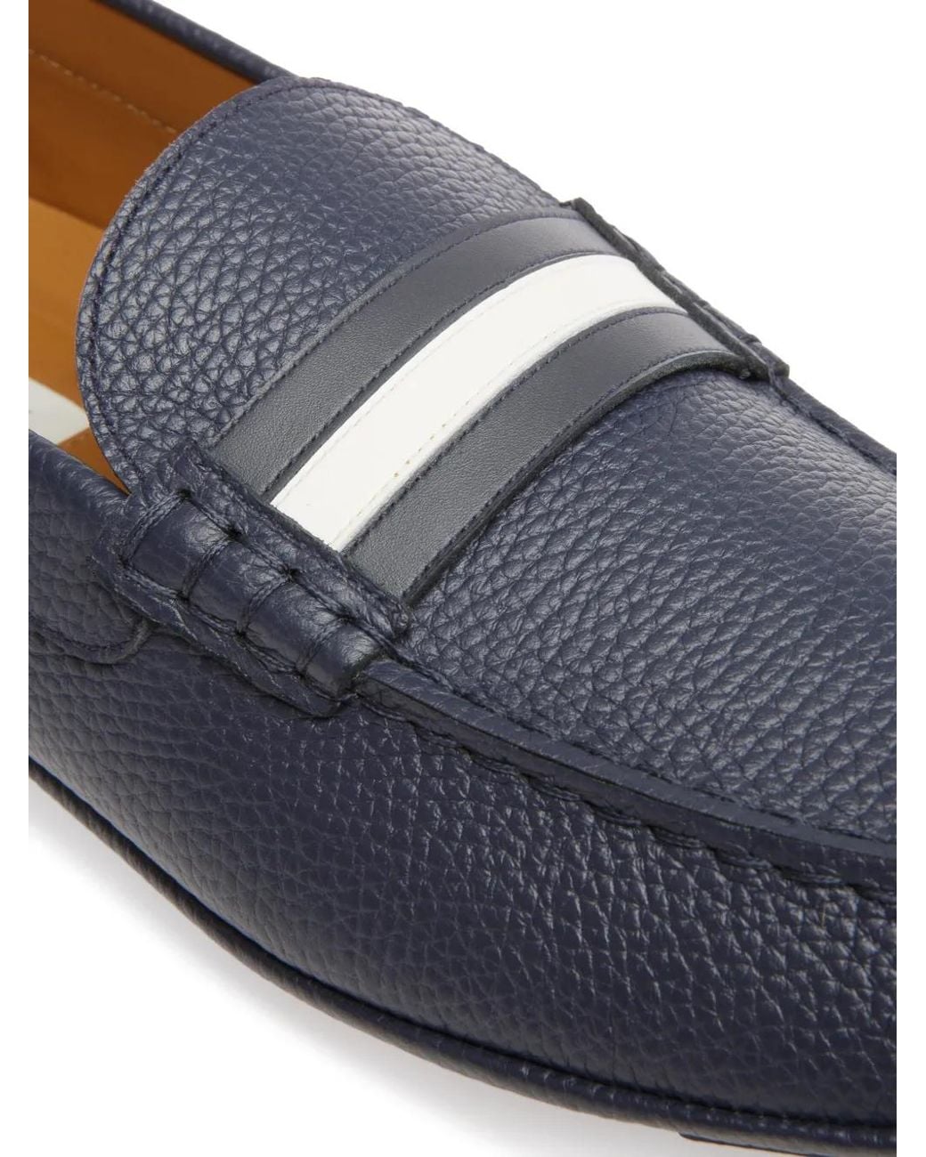 Bally Gray Karlos Pebbled Leather Loafers for men