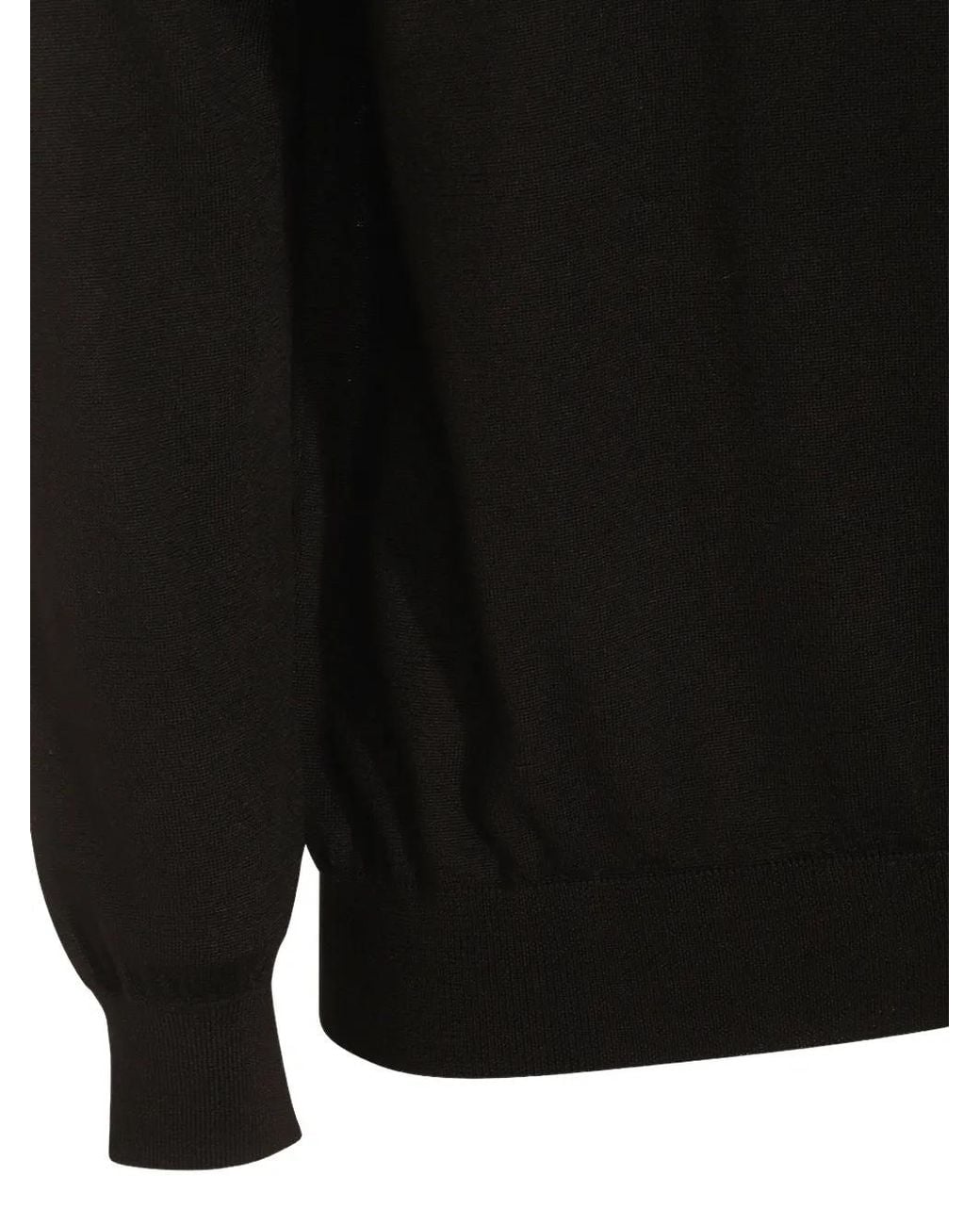 Malo Black Crew-Neck Virgin-Wool Sweater for men