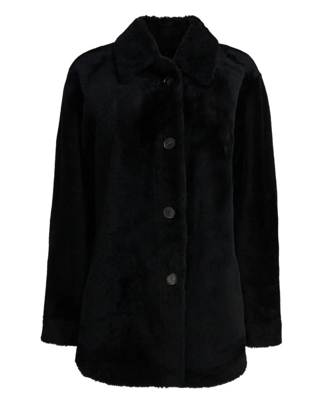Semler Black Single-Breated Reversible Leather Coat