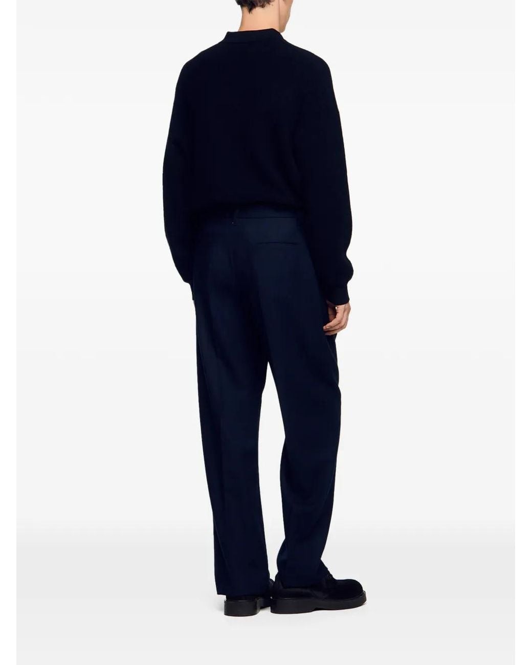Sandro Blue Wide-Leg Wool Trousers for men