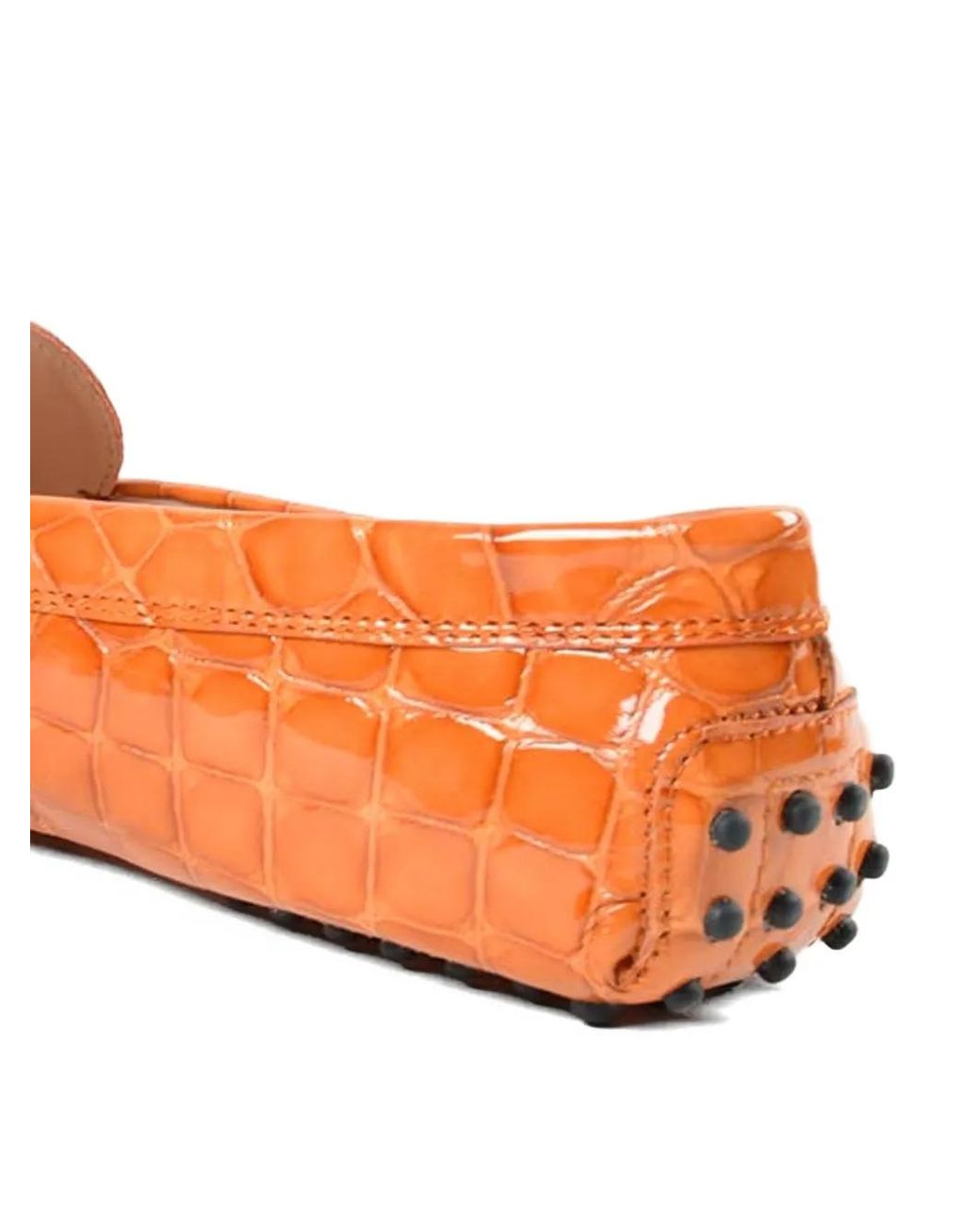 Tod's Orange Corcodile Effect Loafers