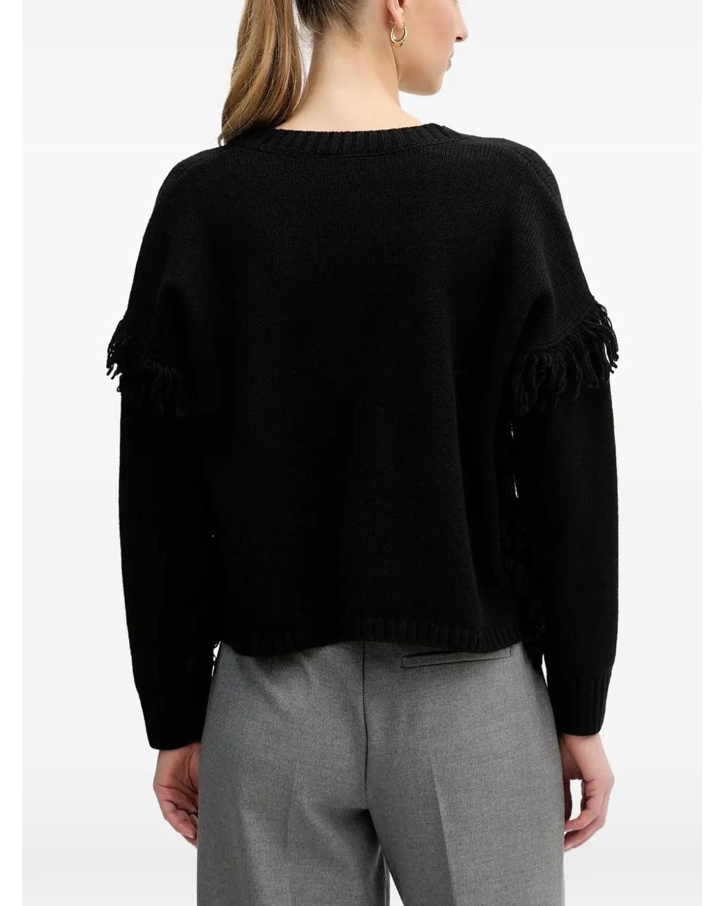 Benetton Black Fringed Sweater