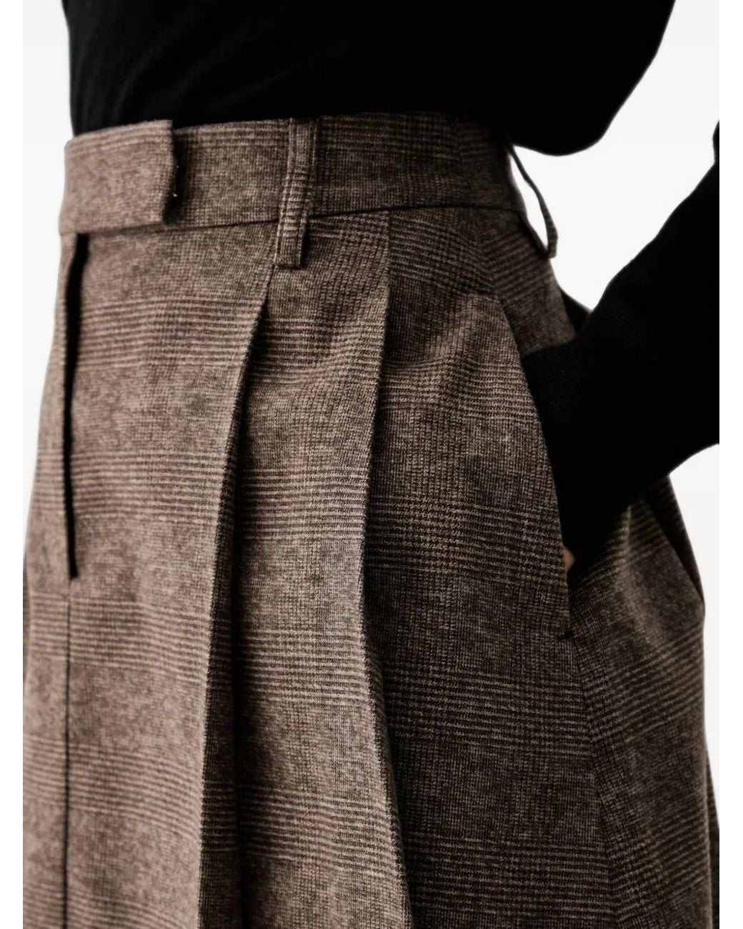 Marc O' Polo Black Check-Pattern Pleated Mini Skirt