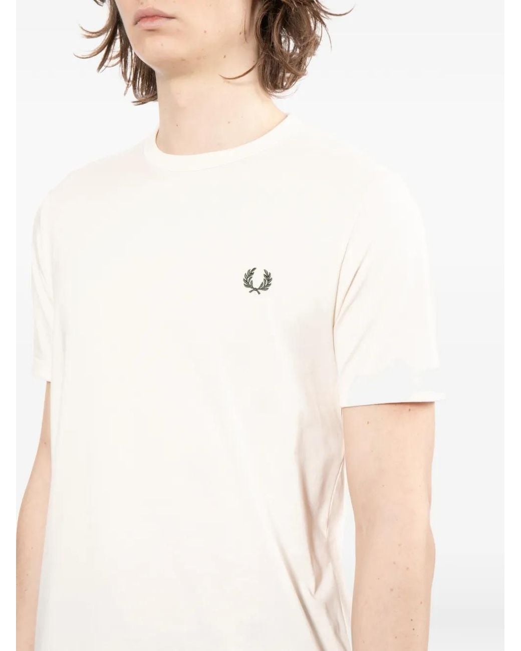 Fred Perry White Crew Neck T-Shirt for men
