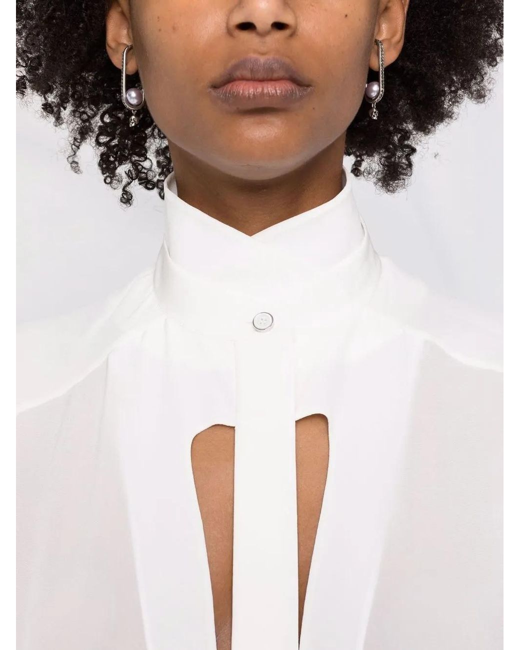 Givenchy White Cut-Out Detail Silk Shirt