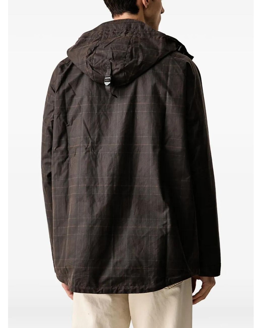 Barbour Black Check-Pattern Hooded Jacket for men