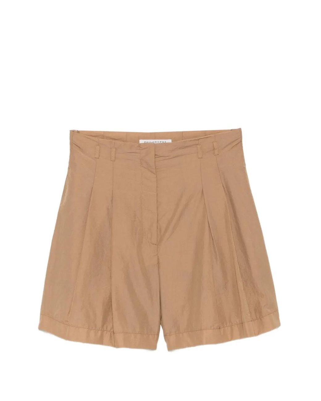 Philosophy Di Lorenzo Serafini Natural Pleated High-Waisted Shorts
