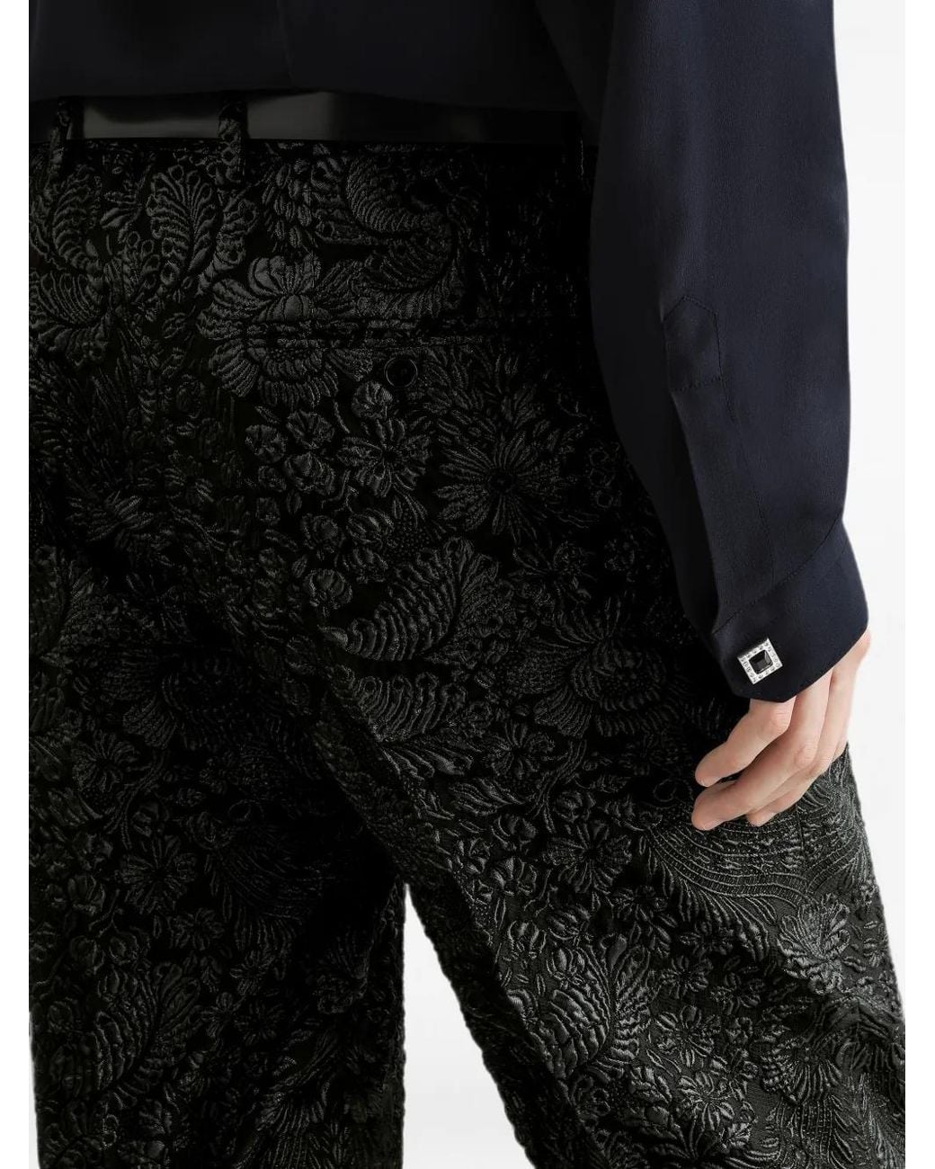 Dolce & Gabbana Black Brocade Trousers for men