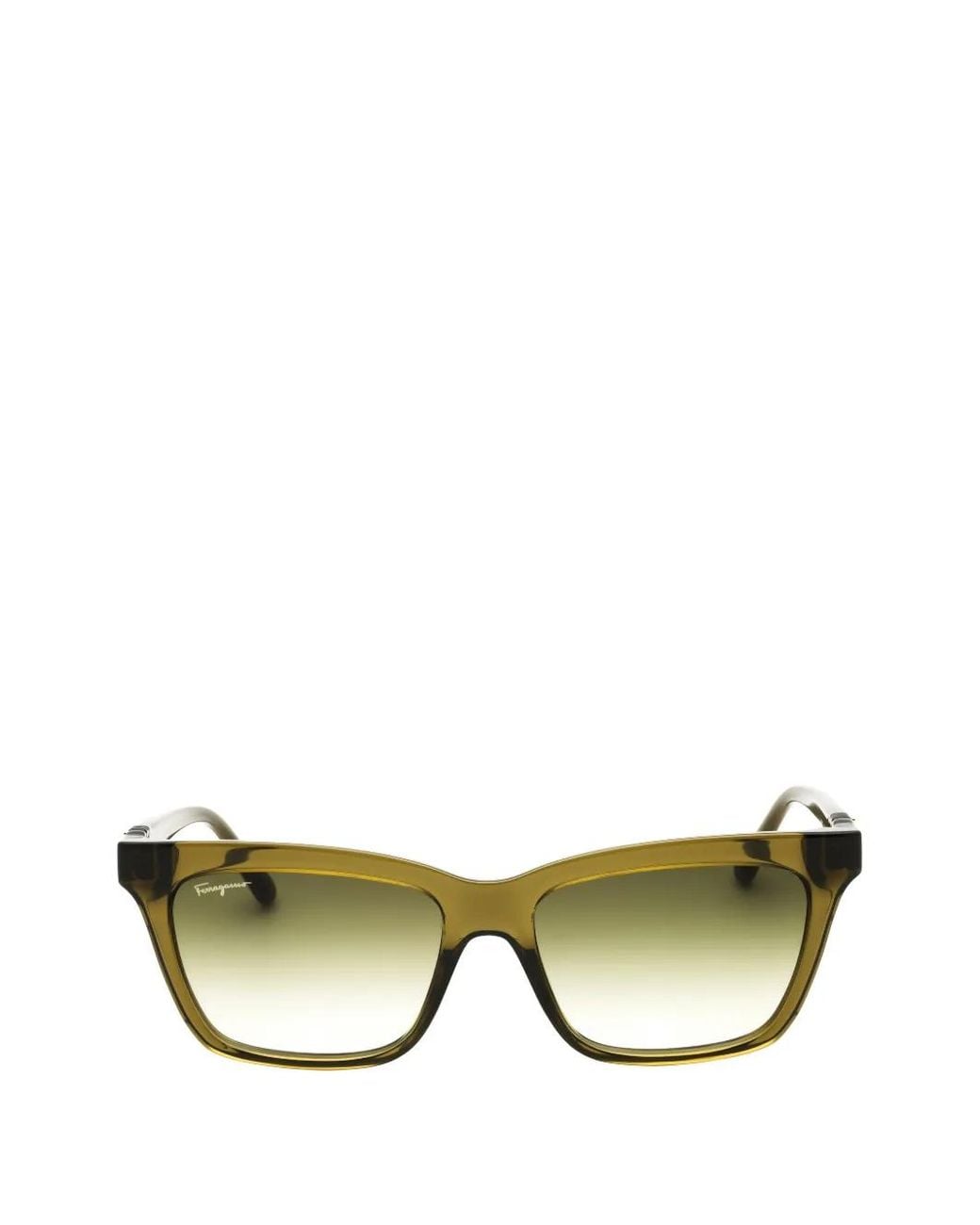 Ferragamo Eyewear Green Gancini Rectangle-Frame Sunglasses