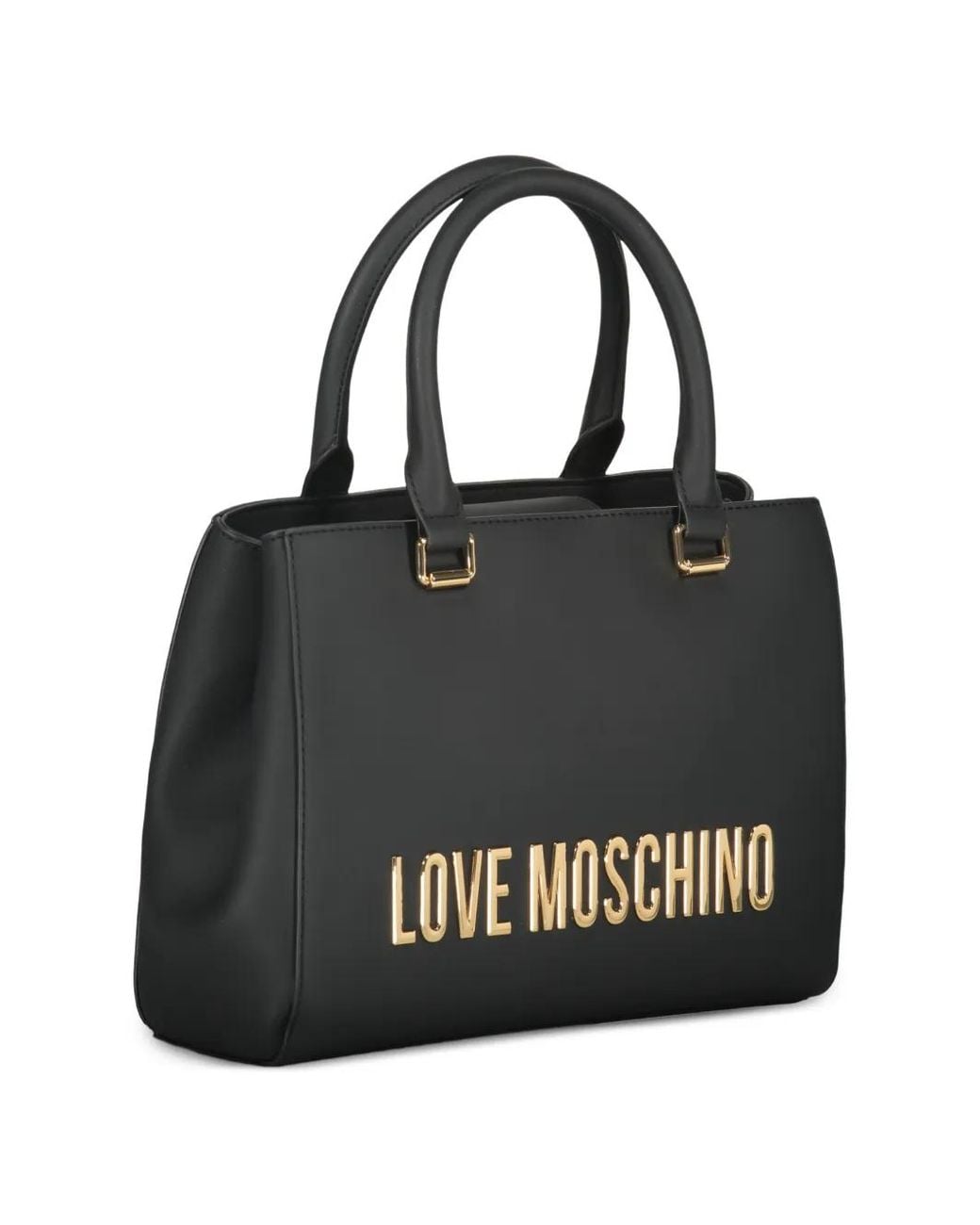 Love Moschino Black Logo Lettering Rigid Tote Bag