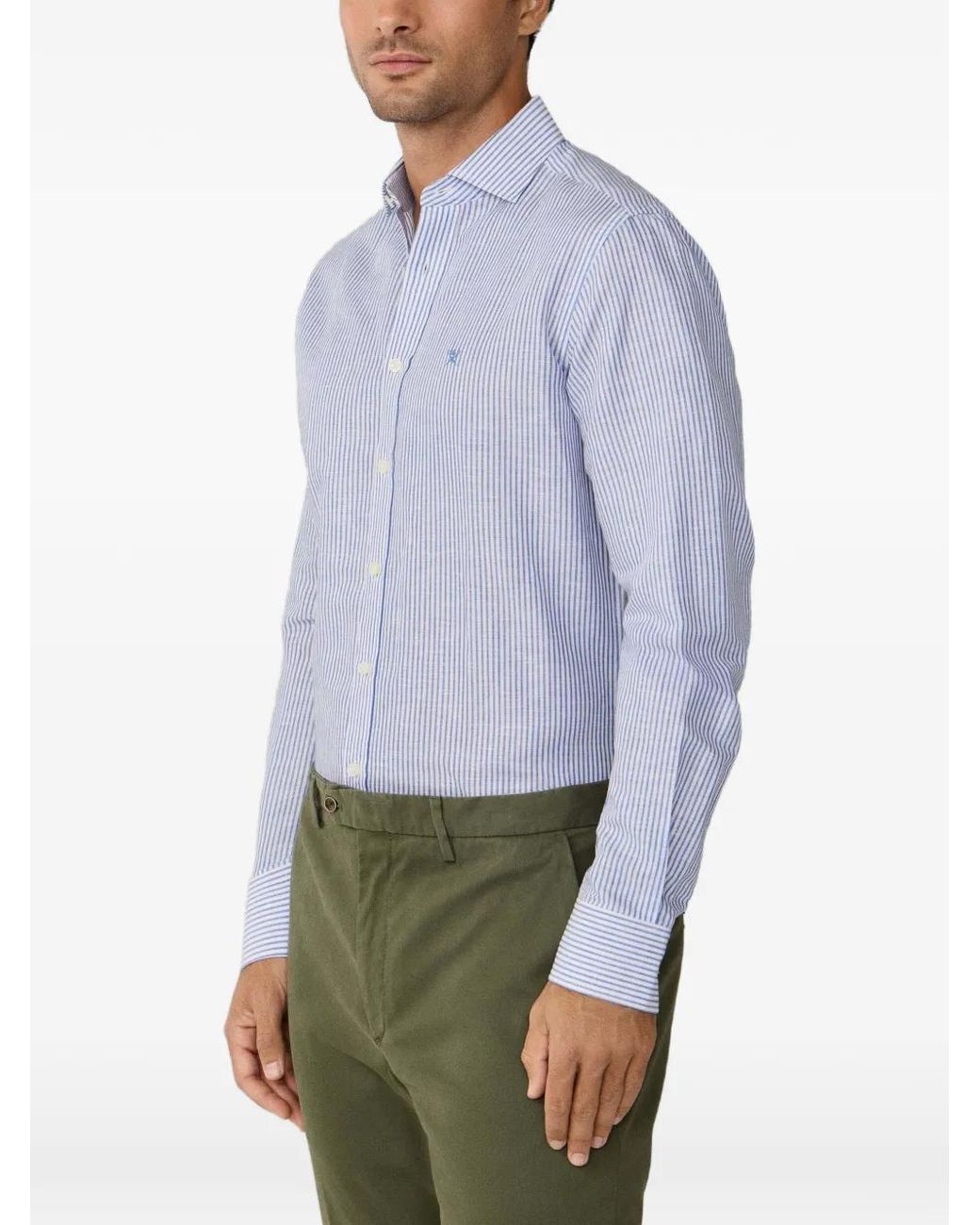 Hackett Blue Bengal-Stripe Kent-Collar Shirt for men