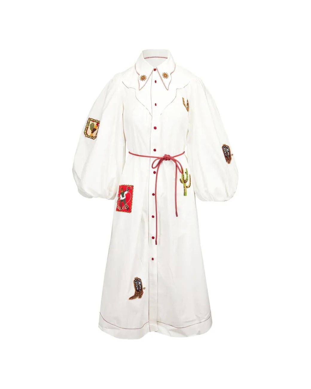 ALÉMAIS White Westwood Embellished Shirt Dress