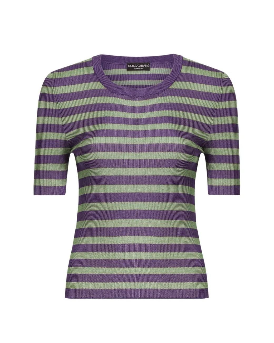 Dolce & Gabbana Gray Striped Knitted Top