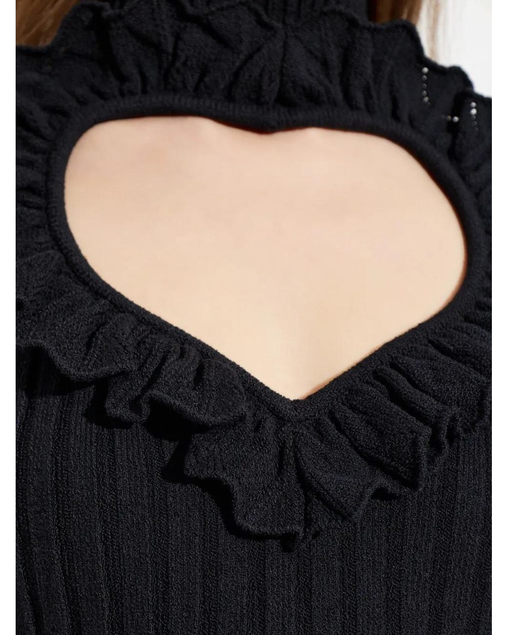 Balenciaga Black Ruffled Heart-Cutout Sweater