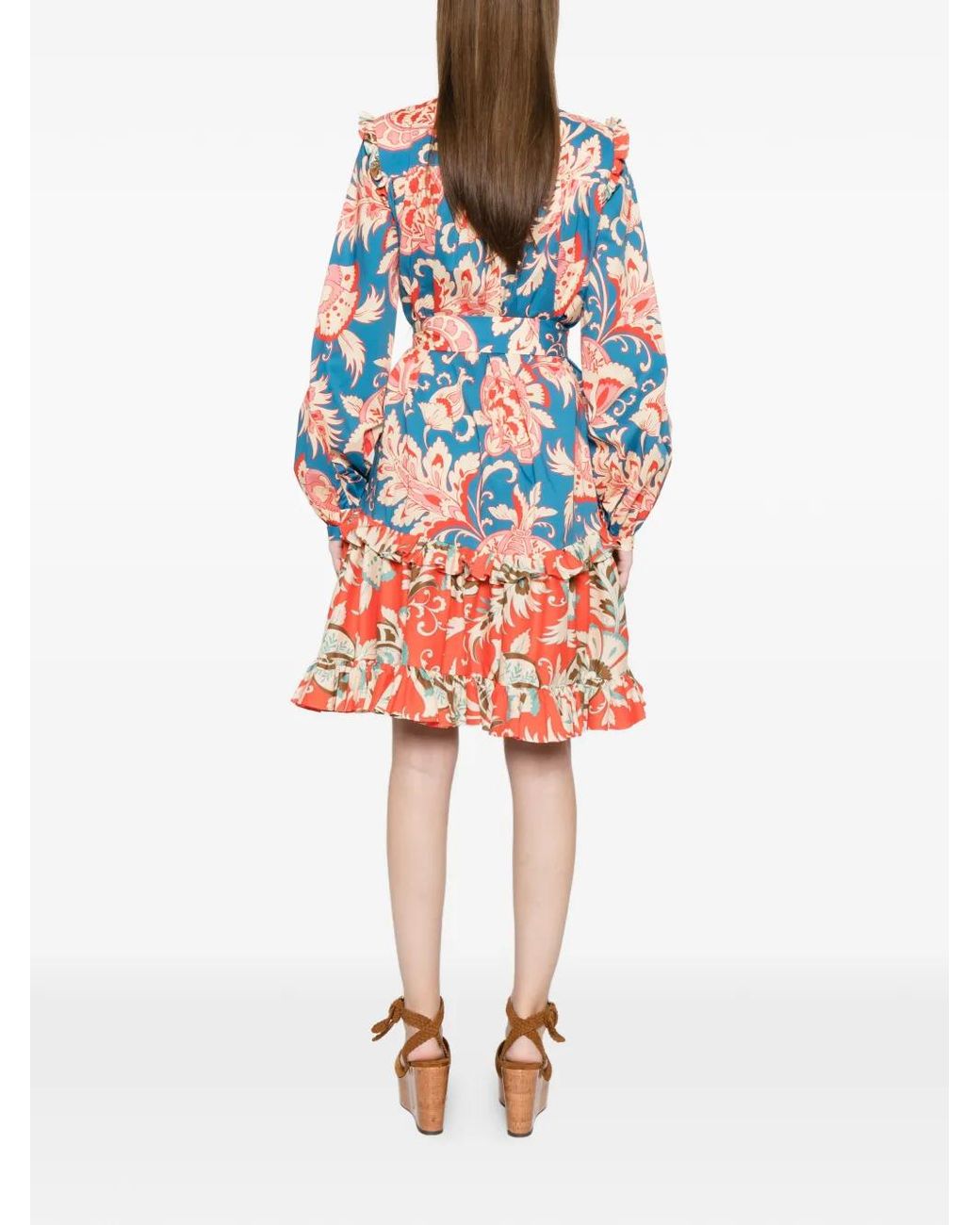 Etro White Floral Ruffled Mini Dress