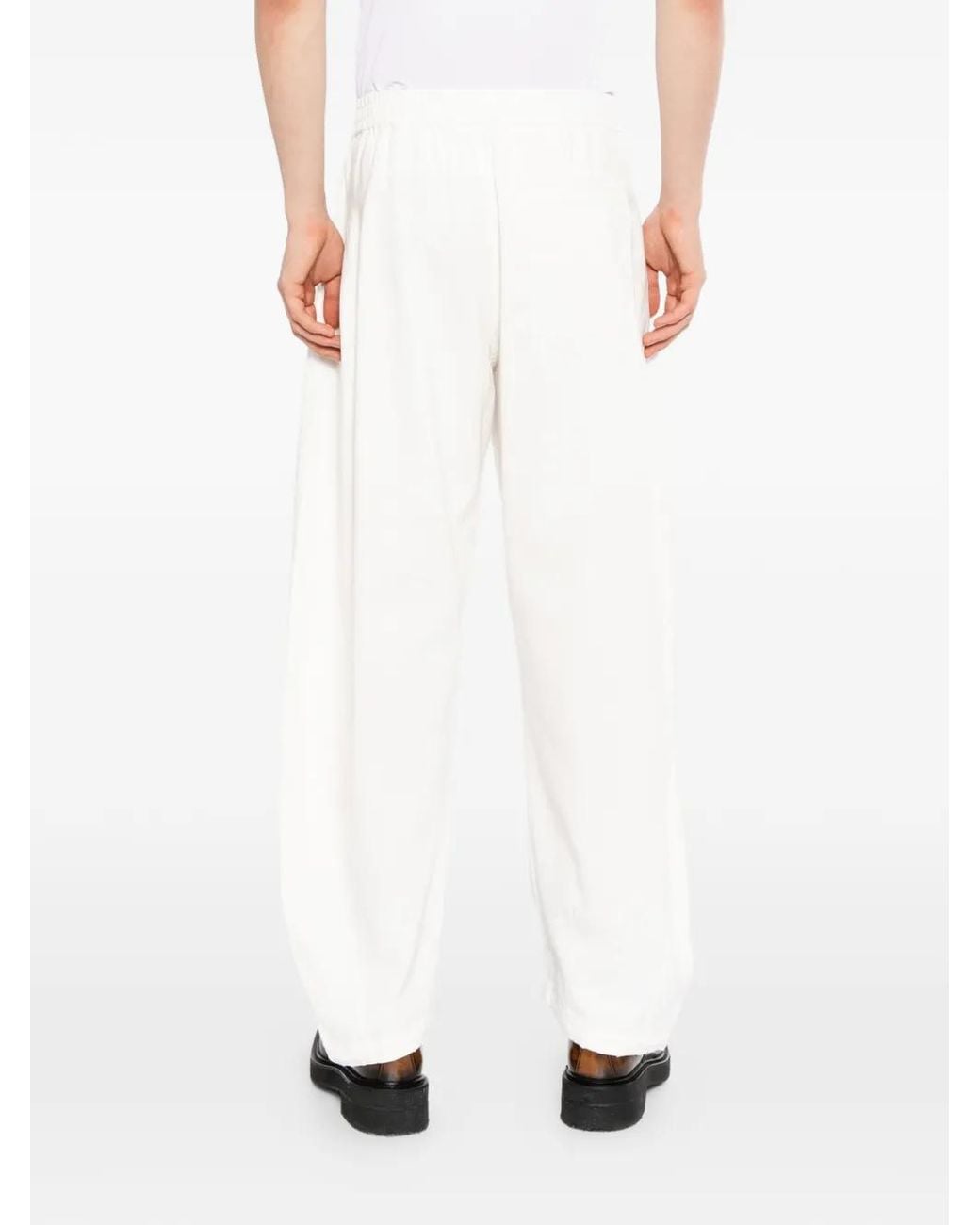 CROQUIS White Elasticated Waistband Tapered Trousers for men