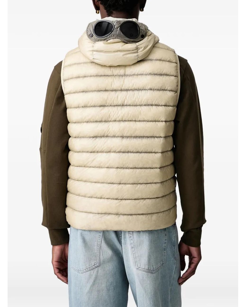 C P Company Natural Goggle-Detail Quilted Gilet for men