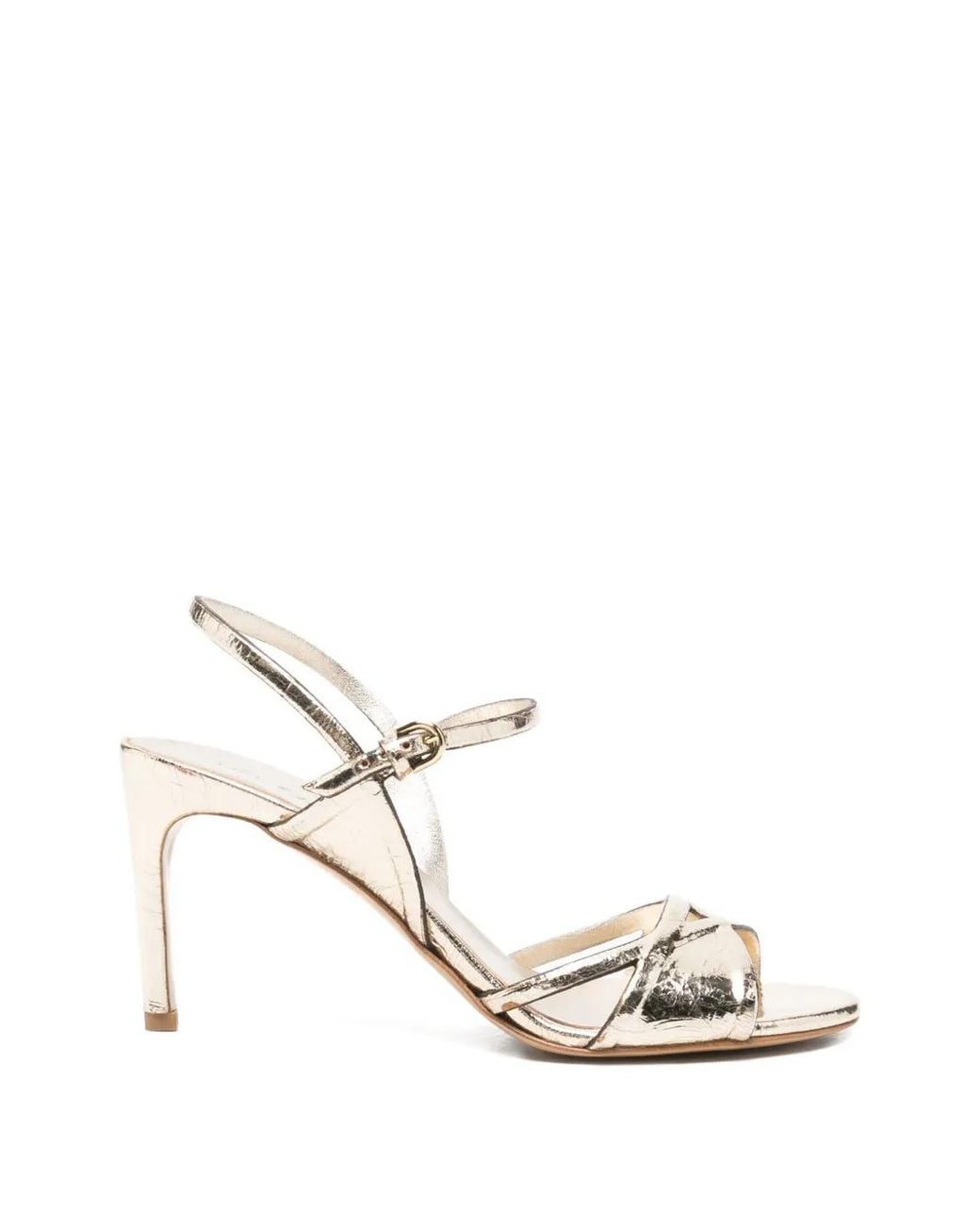 Roberto Del Carlo White Crackle-Effect Crossover-Strap Sandals