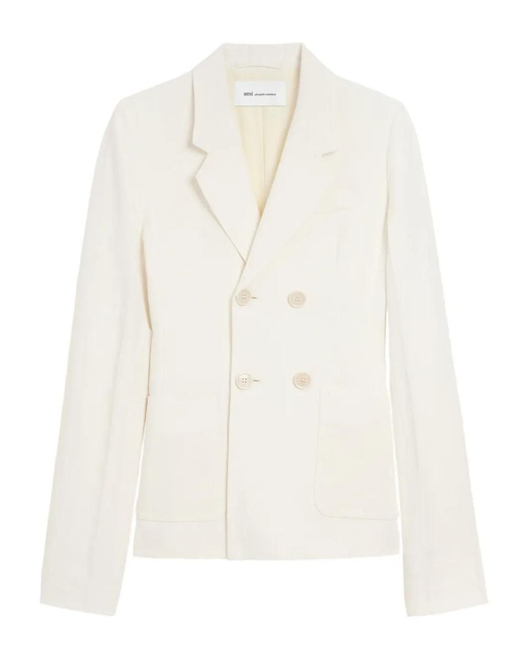 AMI White Double Breasted Patch Blazer