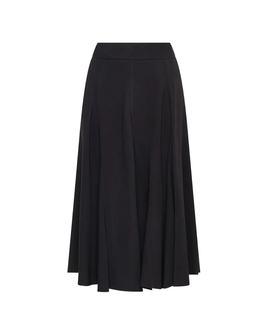 Maliparmi Black Spiral-Cut Topstitched Midi Skirt