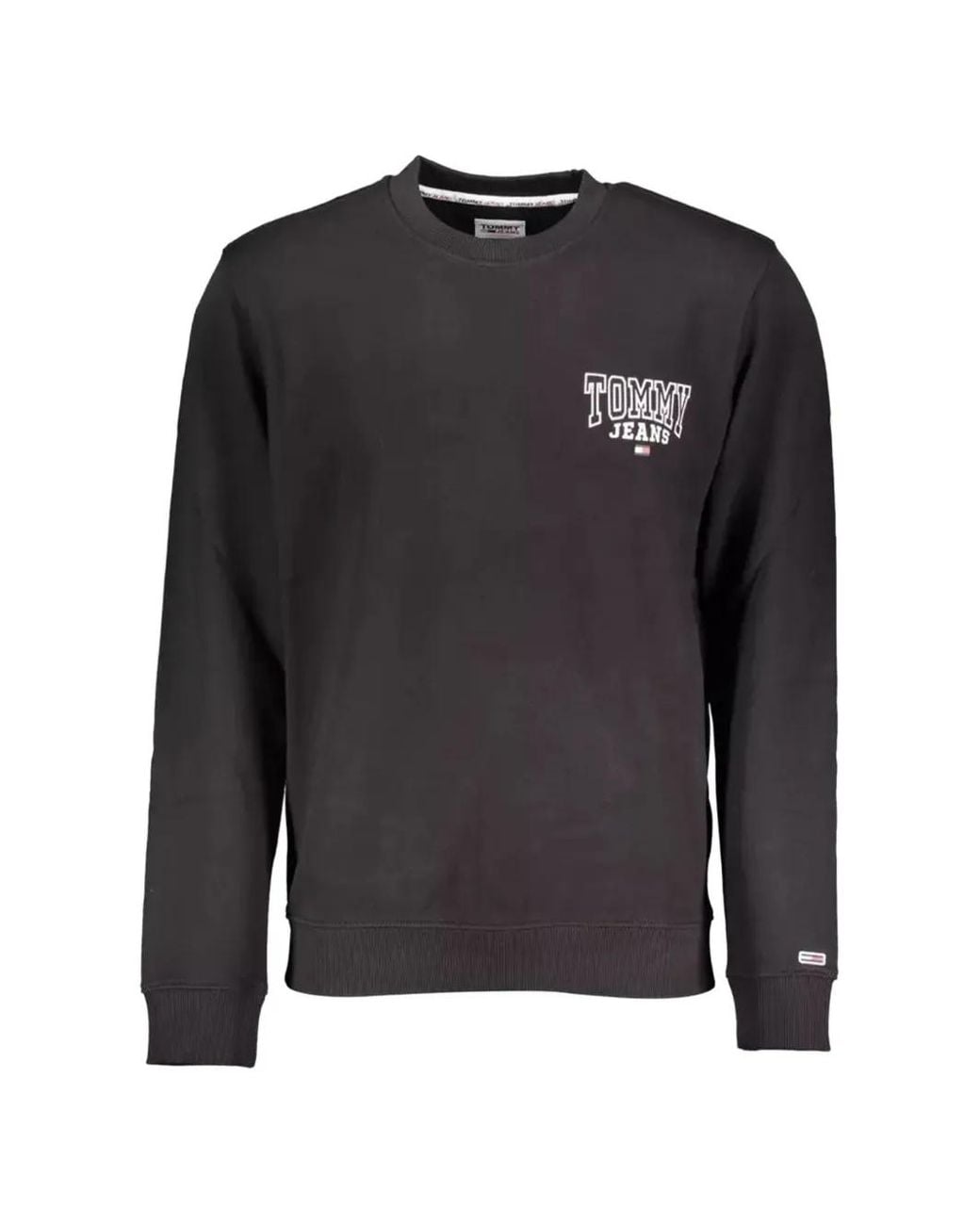 Tommy Hilfiger Black Logo-Print Crew-Neck Sweater for men