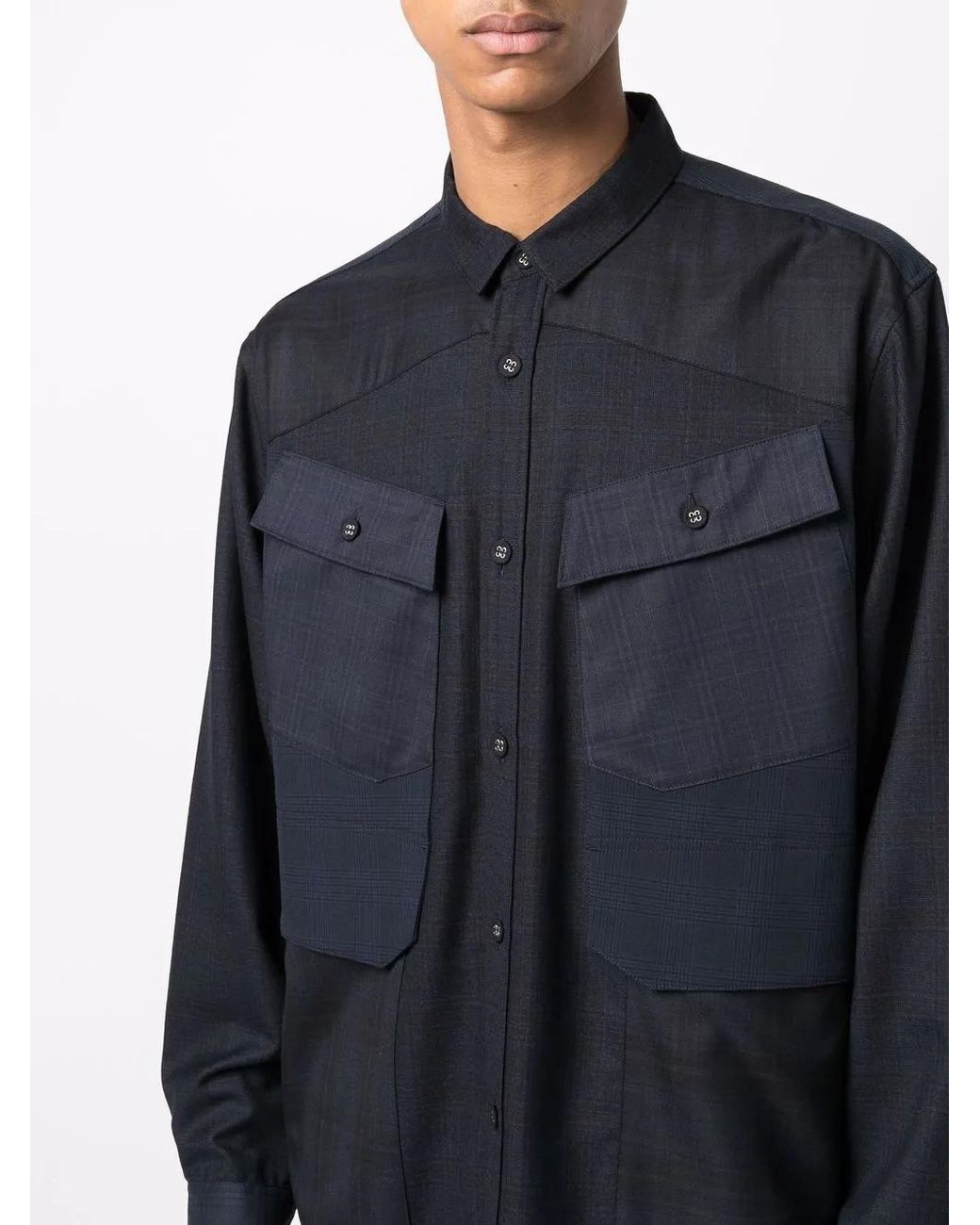 White Mountaineering Blue Oversized Shirt Jacket for men