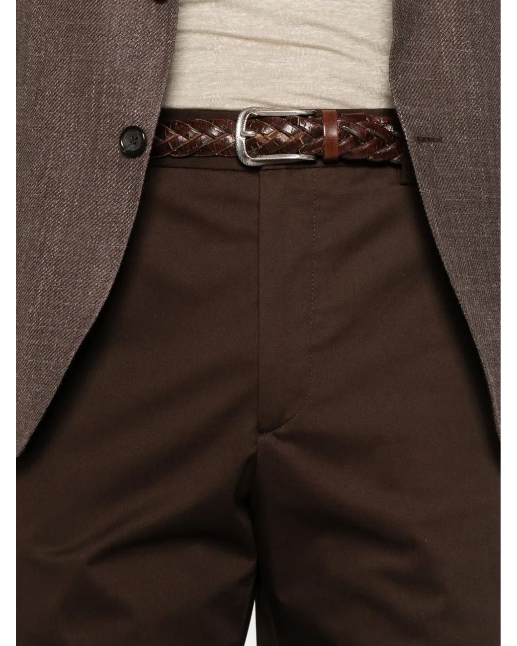 Tagliatore Brown Belt-Loops Trousers for men