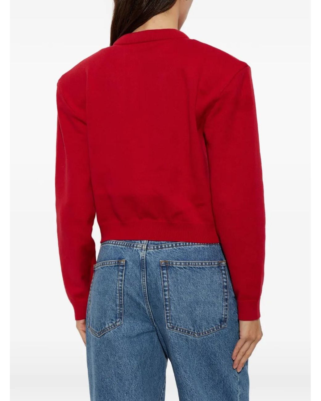 ROTATE BIRGER CHRISTENSEN Red Firm-Knit Cardigan