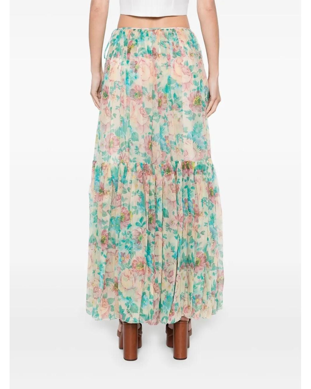 Chloé Blue Printed Silk Skirt